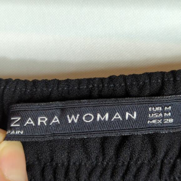 Zara Black Trouser Pants Women's Medium Pleated High Waisted Corpcore Career - Picture 12 of 12